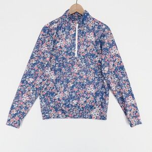 Waggle 1/4 Zip Pullover Mens S Blue Floral Performance Golf Stretch Long Sleeve